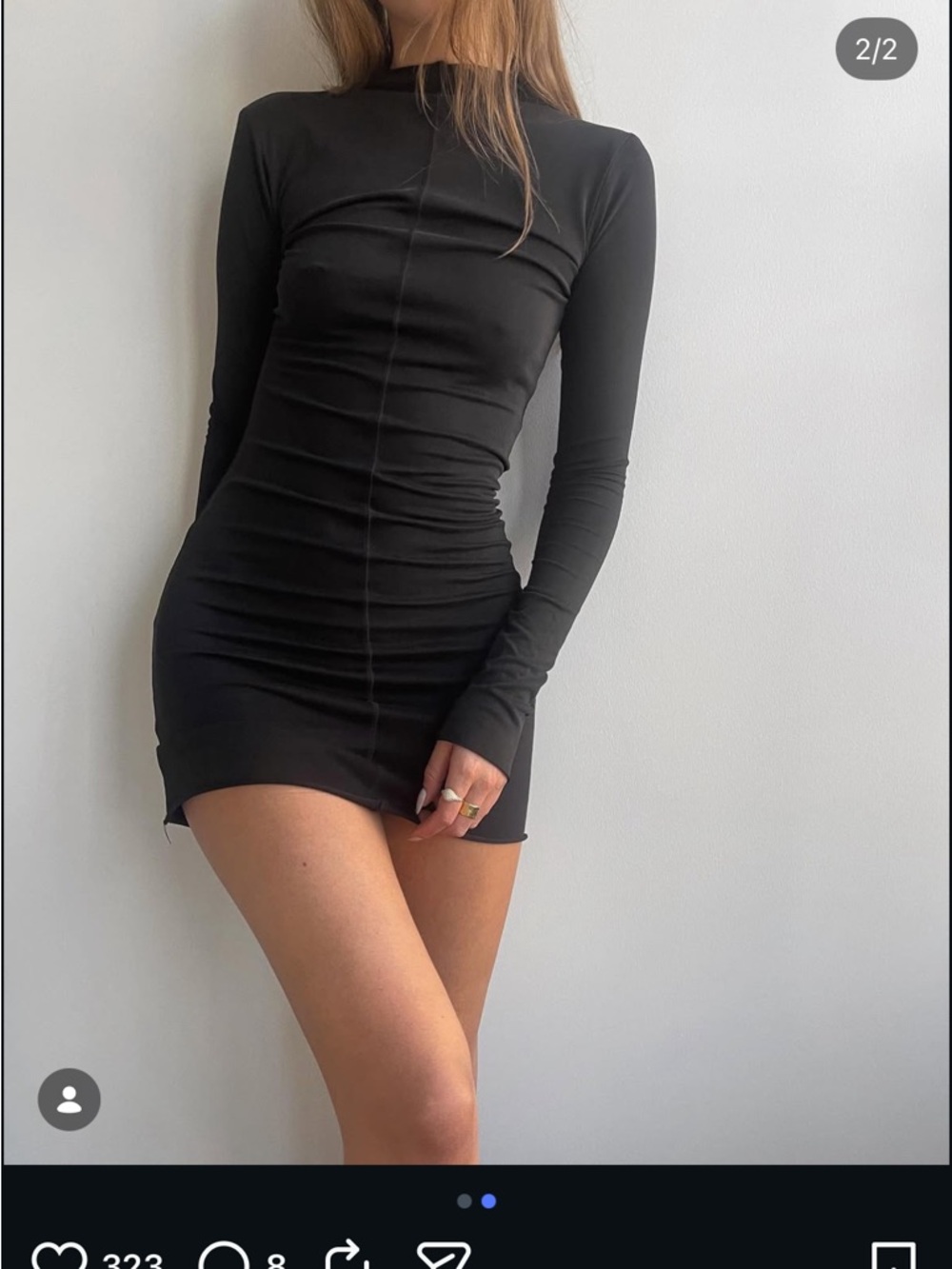 All Things Golden Modal Black Long-Sleeve Bodycon Mini Dress